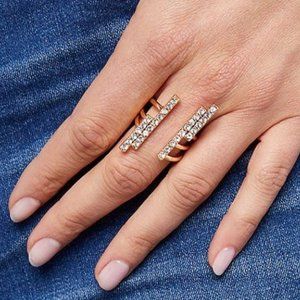 Crystal Bars Ring in Gold